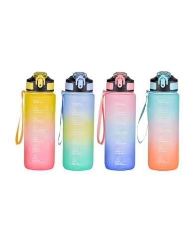 Bottiglia con Tappo e Cannuccia Bewinner Multicolore 600 ml Bottiglia con Tappo e Cannuccia Bewinner Multicolore 600 ml