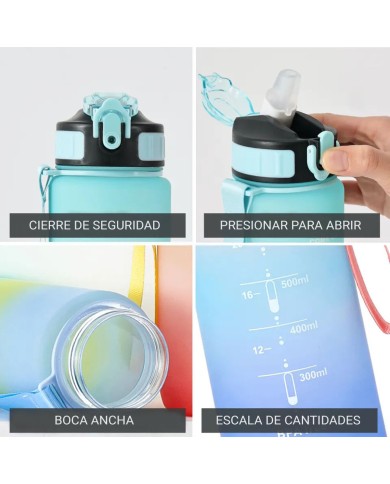 Bottiglia con Tappo e Cannuccia Bewinner Multicolore 600 ml Bottiglia con Tappo e Cannuccia Bewinner Multicolore 600 ml