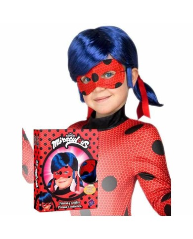 Parrucca LadyBug Azzurro Mascherina