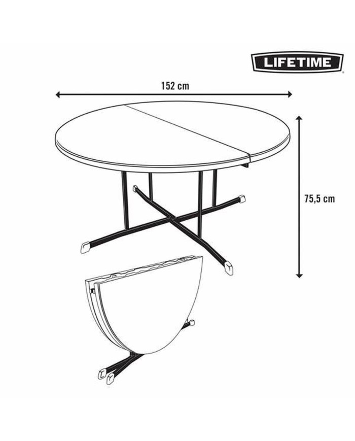 Tavolo Pieghevole Lifetime Ø 152 cm Rotonda