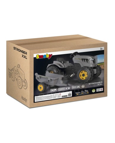 Trattore a Pedali Smoby Stronger XXL Grigio 161 x 56 cm Trailer