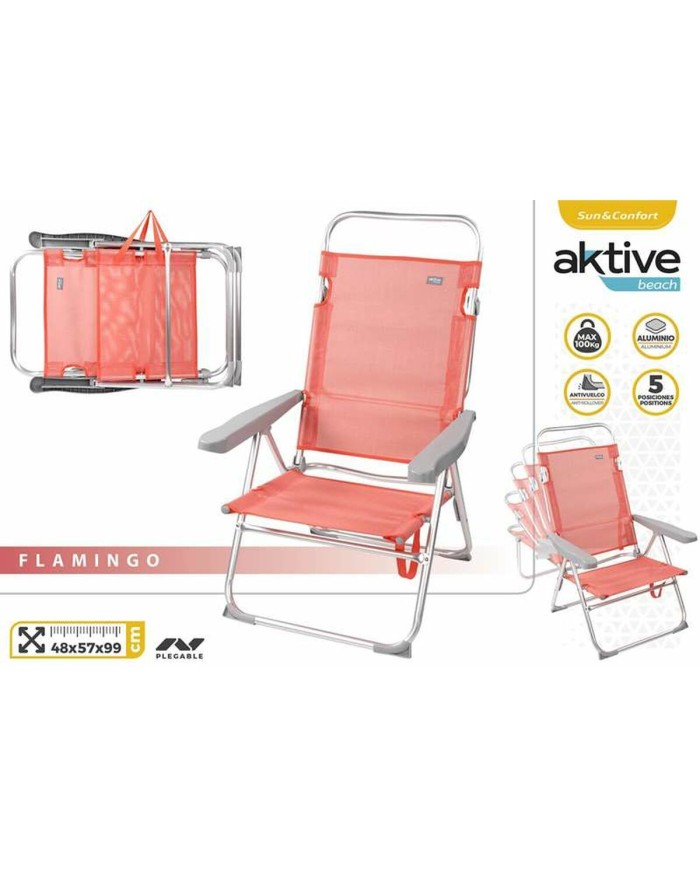 Sedia da Spiaggia Colorbaby Rosa 48 x 57 x 99 cm Multiposizione