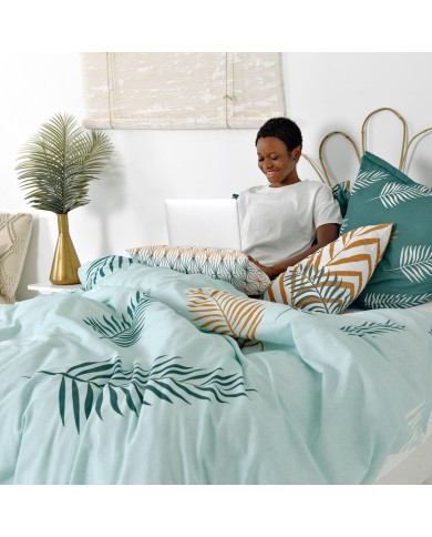 Copripiumino HappyFriday Blanc Foliage Mint Multicolore 140 x 200 cm Copripiumino HappyFriday Blanc Foliage Mint Multicolore 140 x 200 cm