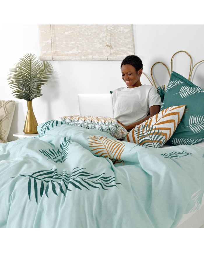 Copripiumino HappyFriday Blanc Foliage Mint Multicolore 140 x 200 cm