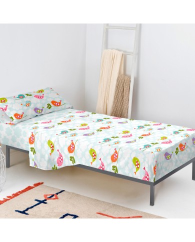 Set di Lenzuola HappyFriday Mr Fox Little Birds Multicolore Singolo 2 Pezzi Set di Lenzuola HappyFriday Mr Fox Little Birds Multicolore Singolo 2 Pezzi