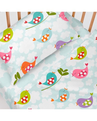 Set di Lenzuola per Culla HappyFriday Mr Fox Little Birds Multicolore Culla Neonato 2 Pezzi Set di Lenzuola per Culla HappyFriday Mr Fox Little Birds Multicolore Culla Neonato 2 Pezzi