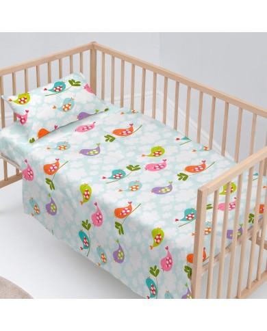 Set di Lenzuola per Culla HappyFriday Mr Fox Little Birds Multicolore Culla Neonato 2 Pezzi Set di Lenzuola per Culla HappyFriday Mr Fox Little Birds Multicolore Culla Neonato 2 Pezzi