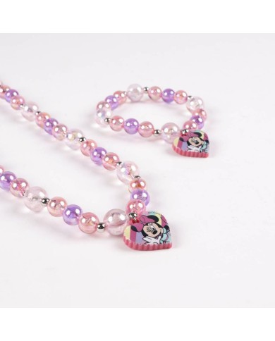 Set di Collana e Bracciali Minnie Mouse Rosa 2 Pezzi