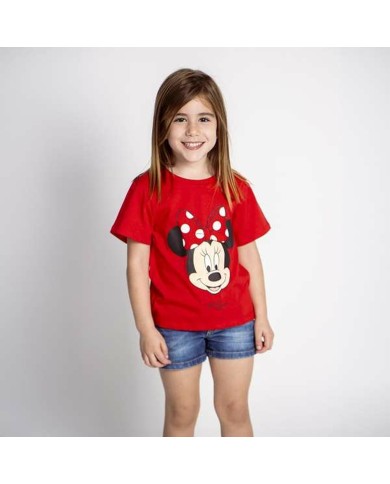 Maglia a Maniche Corte per Bambini Minnie Mouse Rosso Maglia a Maniche Corte per Bambini Minnie Mouse Rosso