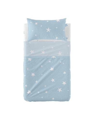 Set di Lenzuola HappyFriday Basic Kids Little star Azzurro Culla Neonato 2 Pezzi Set di Lenzuola HappyFriday Basic Kids Little star Azzurro Culla Neonato 2 Pezzi