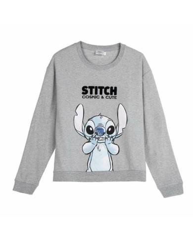 Felpa senza Cappuccio Unisex Stitch Grigio Felpa senza Cappuccio Unisex Stitch Grigio