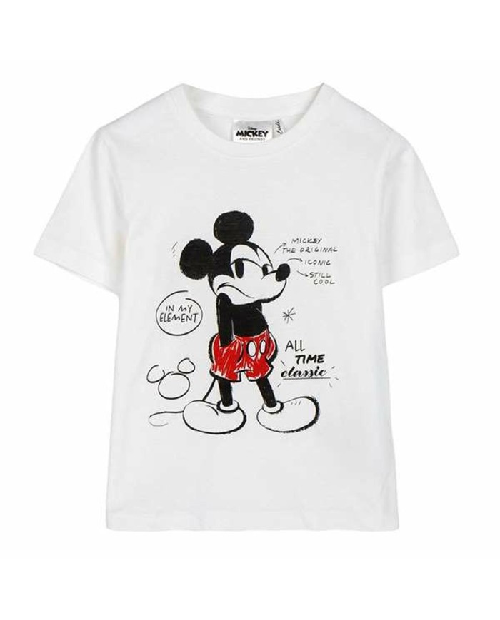Maglia a Maniche Corte per Bambini Mickey Mouse Bianco
