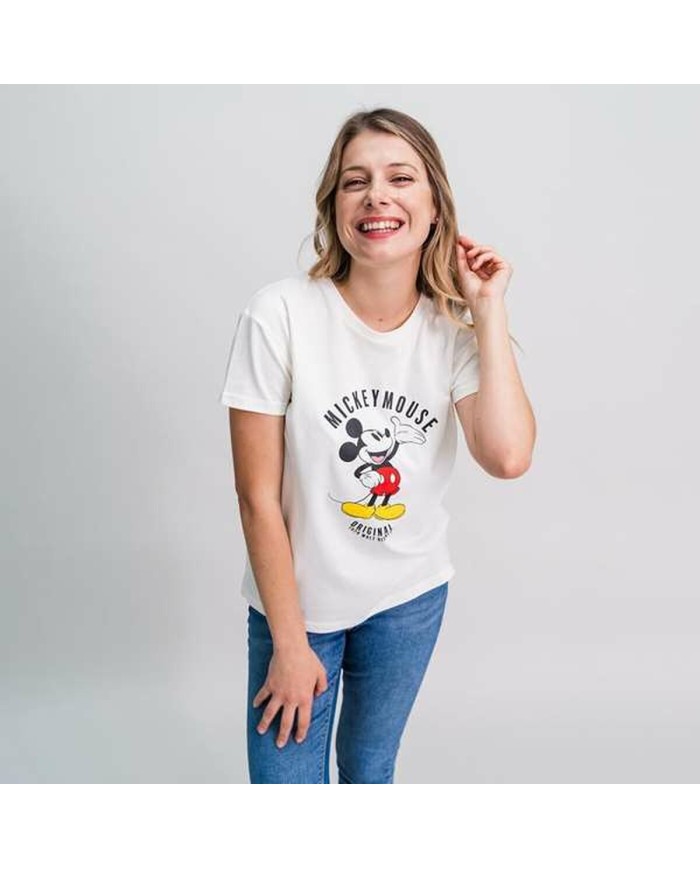 Maglia a Maniche Corte Donna Mickey Mouse Bianco