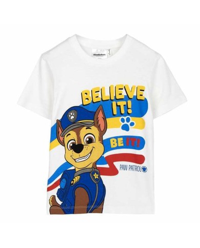 Maglia a Maniche Corte Bambino The Paw Patrol Bianco Maglia a Maniche Corte Bambino The Paw Patrol Bianco