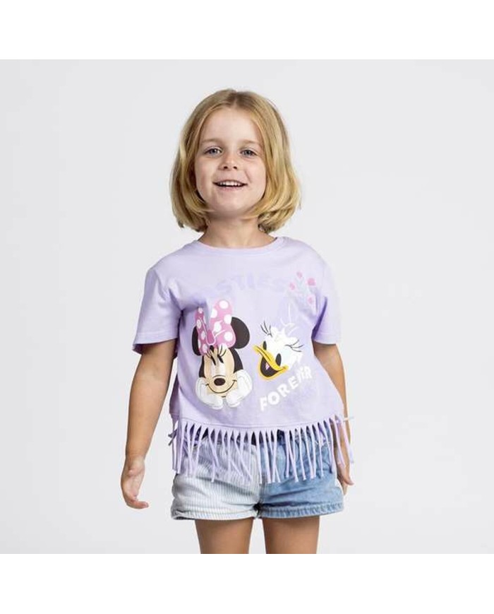 Maglia a Maniche Corte per Bambini Minnie Mouse Viola