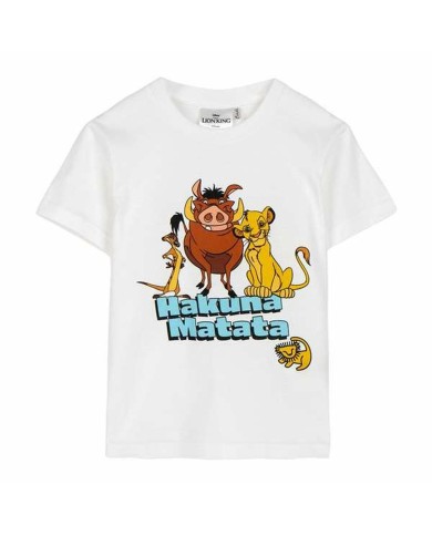 Maglia a Maniche Corte per Bambini The Lion King Bianco Maglia a Maniche Corte per Bambini The Lion King Bianco