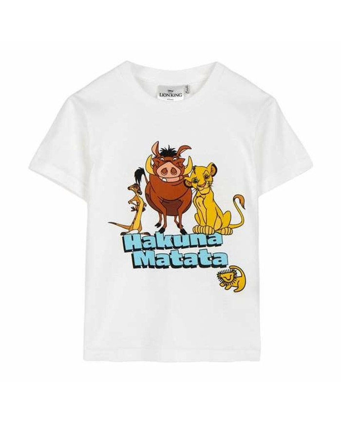 Maglia a Maniche Corte per Bambini The Lion King Bianco