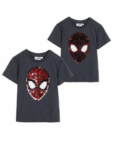 Maglia a Maniche Corte Bambino Spider-Man Grigio scuro Maglia a Maniche Corte Bambino Spider-Man Grigio scuro