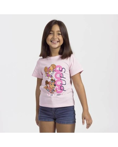 Maglia a Maniche Corte per Bambini The Paw Patrol Bianco Rosa Maglia a Maniche Corte per Bambini The Paw Patrol Bianco Rosa