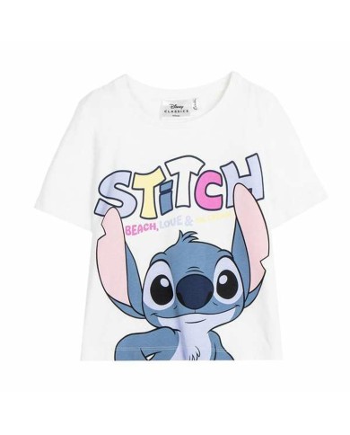 Maglia a Maniche Corte per Bambini Stitch Bianco Maglia a Maniche Corte per Bambini Stitch Bianco