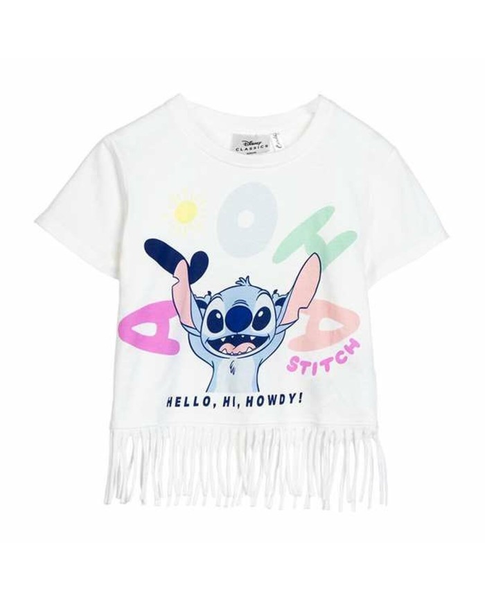 Maglia a Maniche Corte per Bambini Stitch Bianco