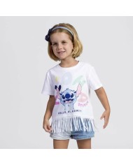 Maglia a Maniche Corte per Bambini Stitch Bianco