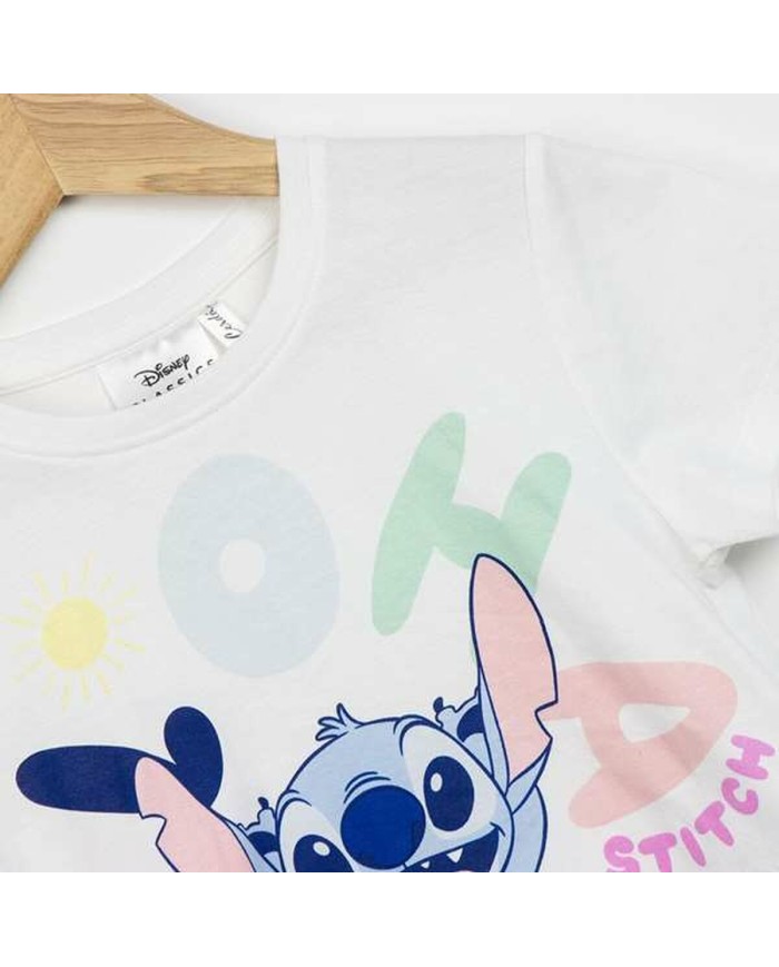 Maglia a Maniche Corte per Bambini Stitch Bianco
