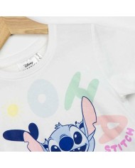 Maglia a Maniche Corte per Bambini Stitch Bianco