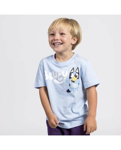 Maglia a Maniche Corte Bambino Bluey Azzurro Chiaro Maglia a Maniche Corte Bambino Bluey Azzurro Chiaro