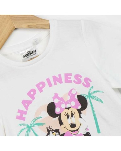 Maglia a Maniche Corte per Bambini Minnie Mouse Bianco Maglia a Maniche Corte per Bambini Minnie Mouse Bianco