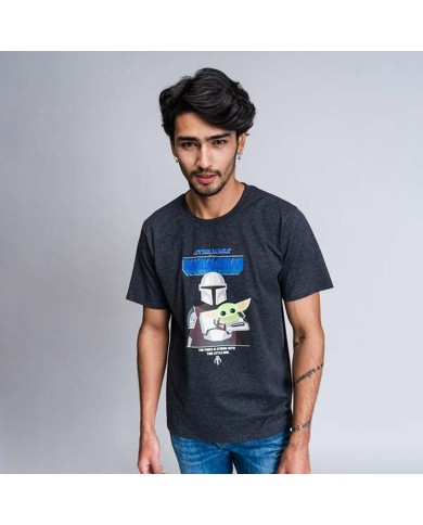 Maglia a Maniche Corte Uomo The Mandalorian Nero