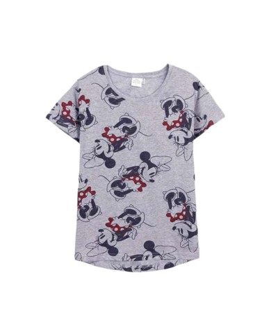 Maglia a Maniche Corte Donna Minnie Mouse Grigio Maglia a Maniche Corte Donna Minnie Mouse Grigio