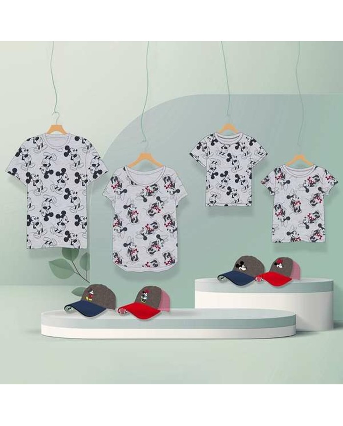 Maglia a Maniche Corte Donna Minnie Mouse Grigio Maglia a Maniche Corte Donna Minnie Mouse Grigio