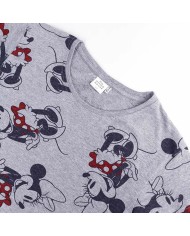 Maglia a Maniche Corte Donna Minnie Mouse Grigio Maglia a Maniche Corte Donna Minnie Mouse Grigio
