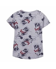 Maglia a Maniche Corte Donna Minnie Mouse Grigio Maglia a Maniche Corte Donna Minnie Mouse Grigio