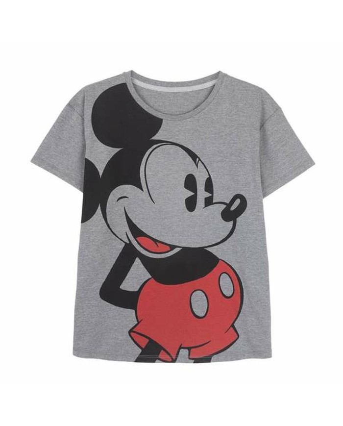 Maglia a Maniche Corte Donna Mickey Mouse Grigio scuro Maglia a Maniche Corte Donna Mickey Mouse Grigio scuro