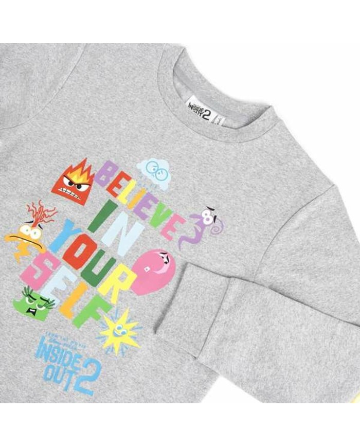 Felpa senza Cappuccio Unisex Inside Out Grigio Felpa senza Cappuccio Unisex Inside Out Grigio