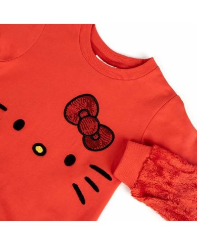 Felpa senza Cappuccio Unisex Hello Kitty Rosso Felpa senza Cappuccio Unisex Hello Kitty Rosso