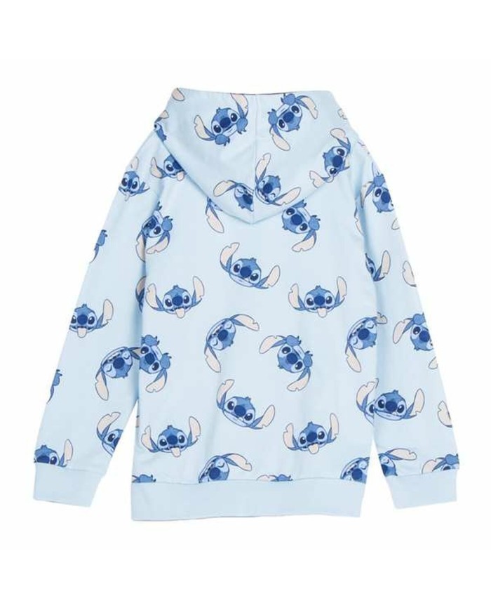 Felpa con Cappuccio da Bambina Stitch Azzurro Chiaro Felpa con Cappuccio da Bambina Stitch Azzurro Chiaro
