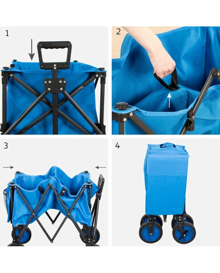 Carrello Multiuso Aktive Azzurro Nero 88 x 47 x 53 cm Pieghevole Spiaggia Carrello Multiuso Aktive Azzurro Nero 88 x 47 x 53 cm Pieghevole Spiaggia