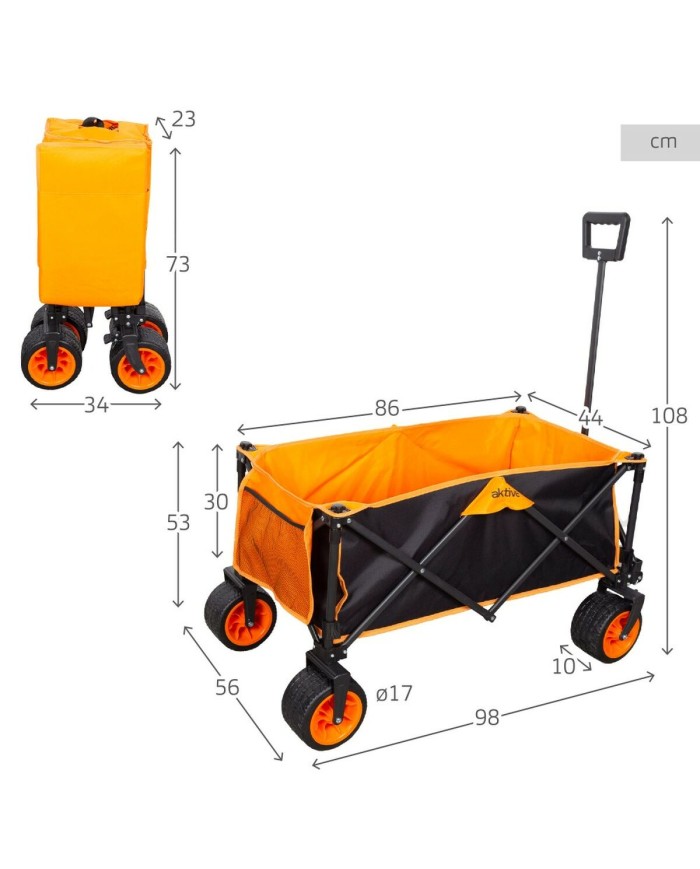 Carrello Multiuso Aktive Arancio 86 x 44 x 53 cm Pieghevole Spiaggia