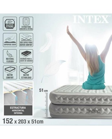Materassino Gonfiabile Intex 152 x 203 x 51 cm 272 kg Materassino Gonfiabile Intex 152 x 203 x 51 cm 272 kg