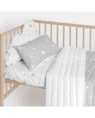 Paracolpi per culla HappyFriday Basic Kids Little star Grigio 60 x 40 cm