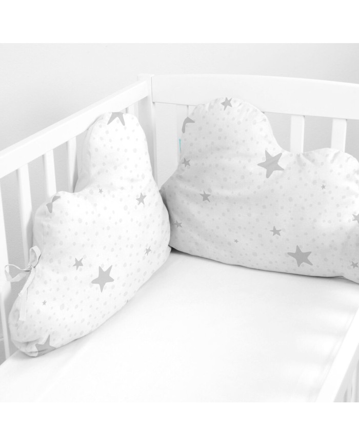 Paracolpi per culla HappyFriday Basic Kids Little star Grigio 60 x 40 cm