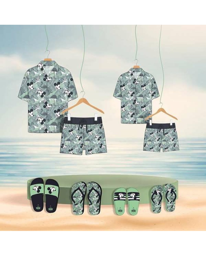 Maglia a Maniche Corte Uomo Mickey Mouse Verde Chiaro Maglia a Maniche Corte Uomo Mickey Mouse Verde Chiaro