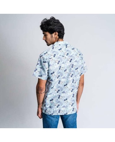 Maglia a Maniche Corte Uomo Mickey Mouse Verde Chiaro