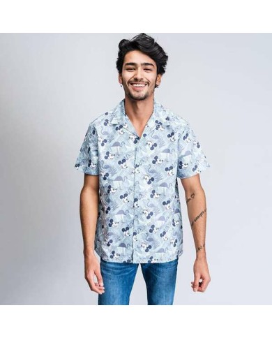 Maglia a Maniche Corte Uomo Mickey Mouse Verde Chiaro