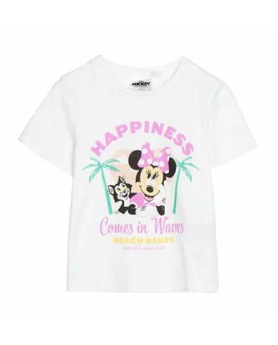 Maglia a Maniche Corte per Bambini Minnie Mouse Bianco Maglia a Maniche Corte per Bambini Minnie Mouse Bianco