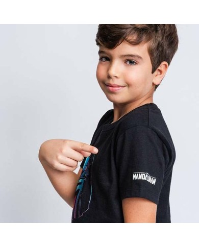 Maglia a Maniche Corte per Bambini The Mandalorian Nero Maglia a Maniche Corte per Bambini The Mandalorian Nero