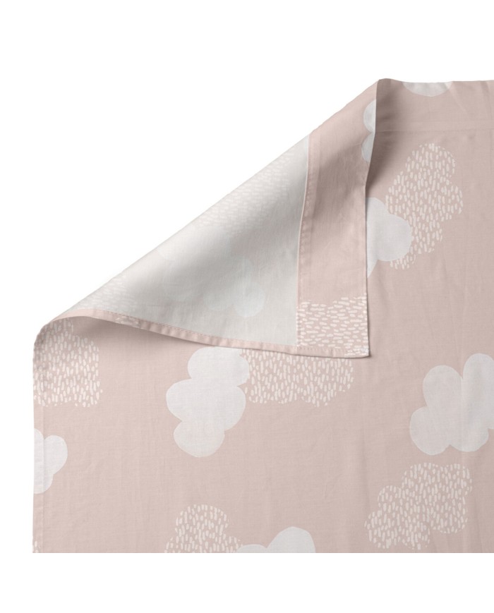 Set di Lenzuola HappyFriday Basic Kids Clouds Rosa Culla Neonato 2 Pezzi